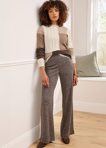 Cotton Traders Dark Chocolate Jersey Pull-On Wide-Leg Trousers
