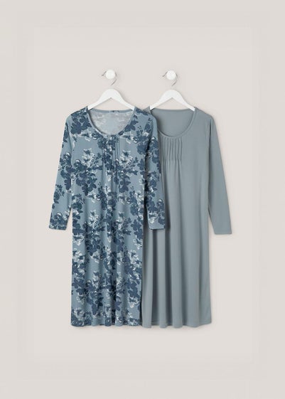 Cotton Traders Soft Spearmint 2 Pack Jersey Nightdresses