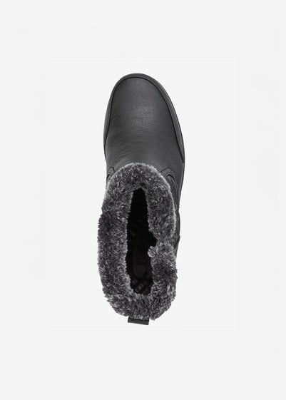 Cotton Traders Black Flexisole Fleece Collar Ankle Boots