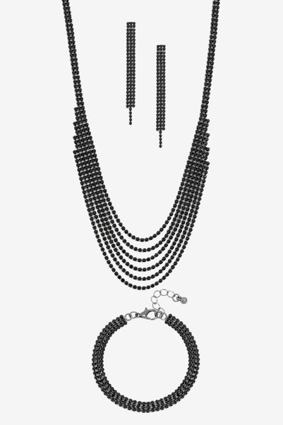 Mood Jet Crystal Multirow Three Piece Set
