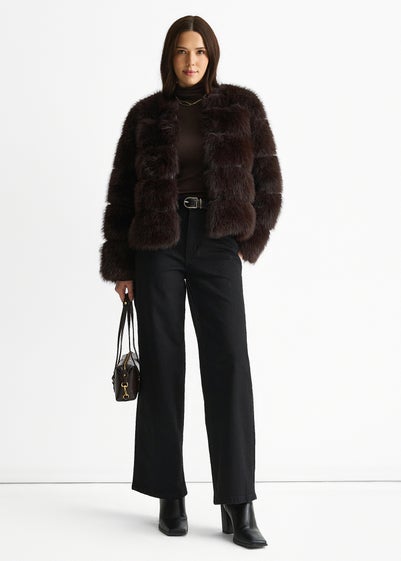 Gini London Chocolate Soft Touch Fur Jacket
