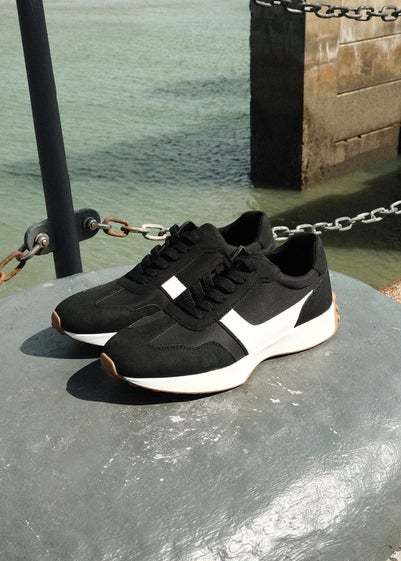 Linzi Hustle Black Suede Mix Sports Trainers