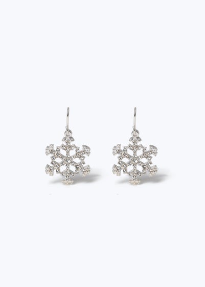 Muse Silver Christmas Snowflake Drop Earrings