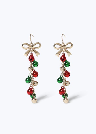 Muse Multi Coloured Christmas Bell Drop Earrings