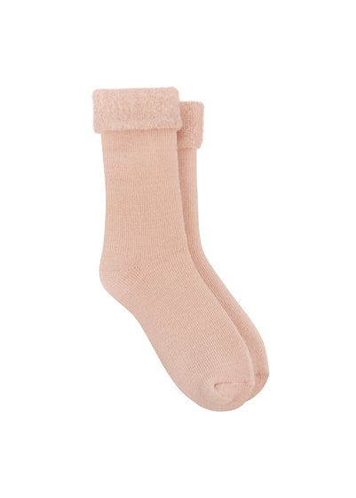 Totes Toasties Ladies Pink Recycled Brushed Thermal Bed Socks