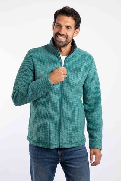 Weird Fish Leaf Green Shires Full Zip Grid Fleece