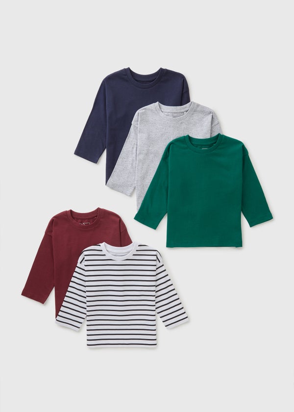 MA ONLINE Kids Plain Long Sleeve T-Shirt - Stretchy Basic Tee For Boys & Girls, Casual Or Uniform Top