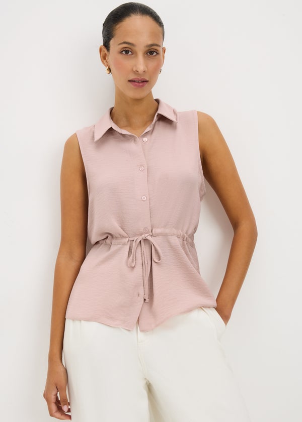 Pink Tie Waist Sleeveless Shirt - Matalan