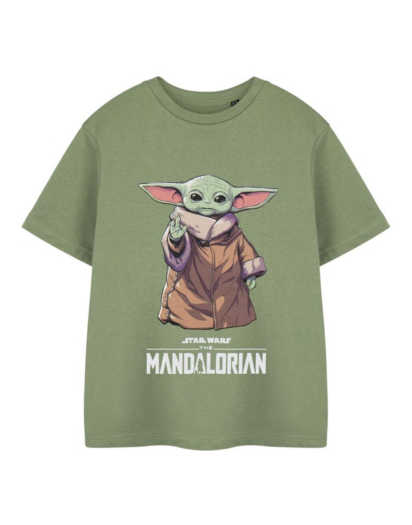 Star Wars Khaki The Mandalorian Grogu Kids T Shirt (3-14 Years
