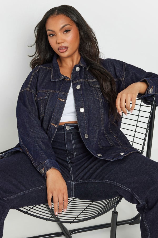 YOURS Curve Indigo Blue Oversized Denim Jacket - Matalan