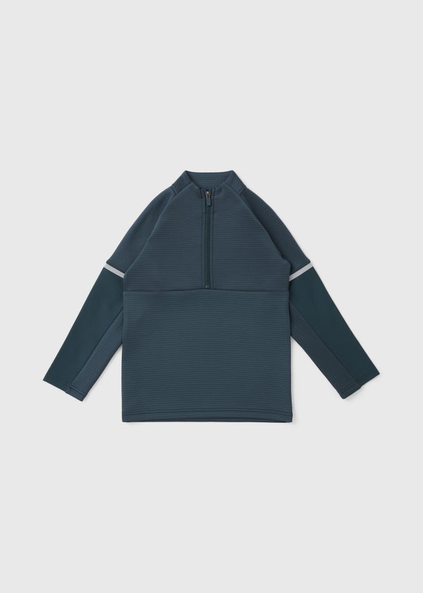 Boys Teal 1/4 Zip Scuba Top (7-15yrs) - 9 Yrs | Matalan