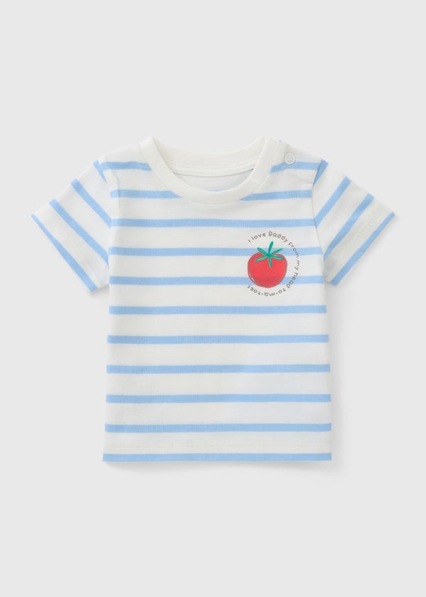 Baby Blue Stripe Daddy Tomato T-Shirt (Newborn-23mths) - Up to 1