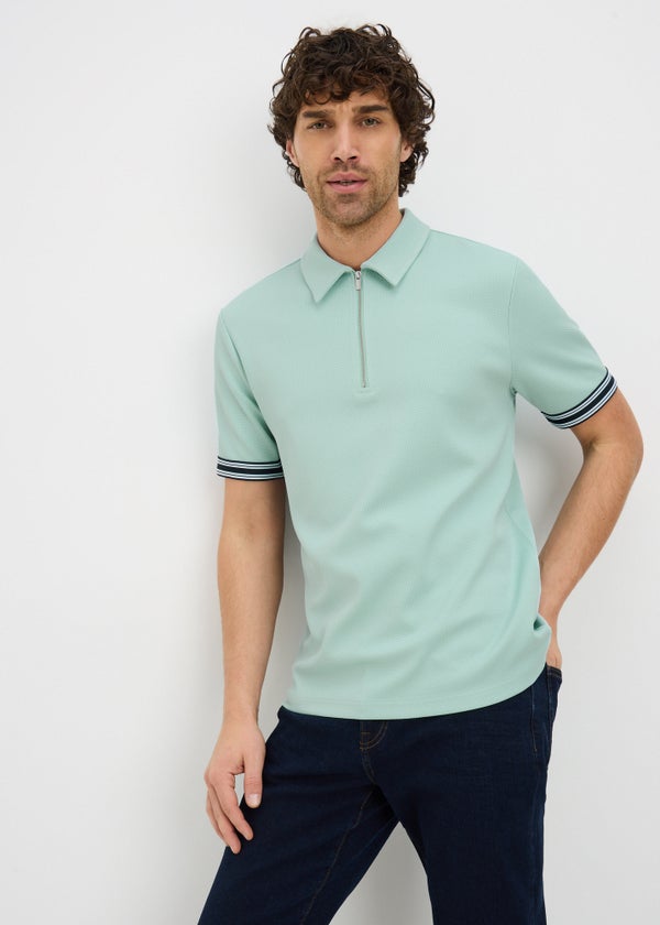 Mint Smart Bubble Zip Polo Shirt - S