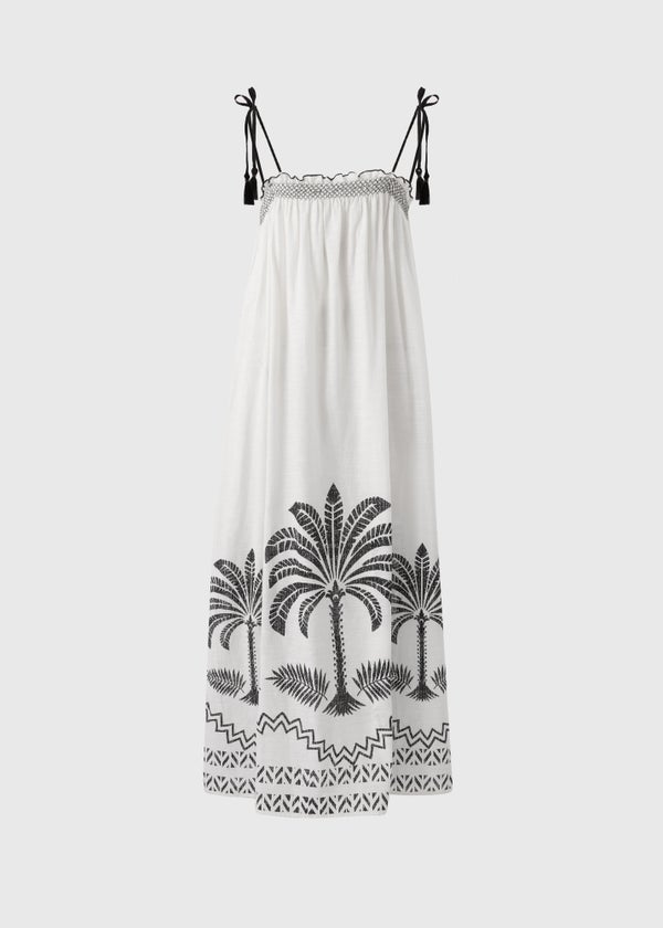 princess polly baby blue dress White Palm Tree Shirred Beach Dress