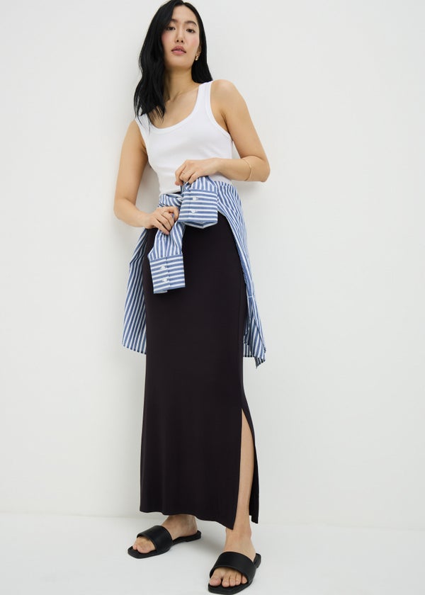 Black Jersey Maxi Skirt - Size 8