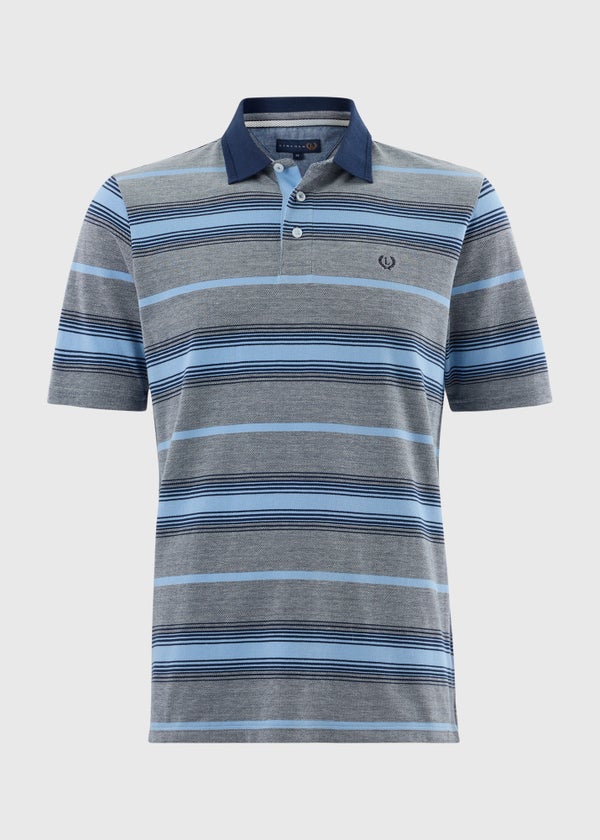 Lincoln Navy Stripe Polo Shirt - S | Matalan