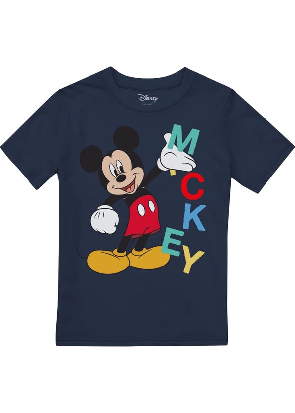 Disney Boys Navy Mickey Mouse Text T-Shirt (3-8yrs) - Age 3-4
