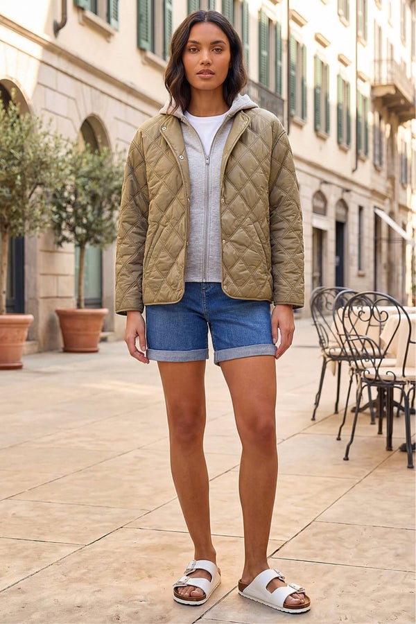 Roman Khaki Quilted Hooded Jacket - 20 | Matalan
