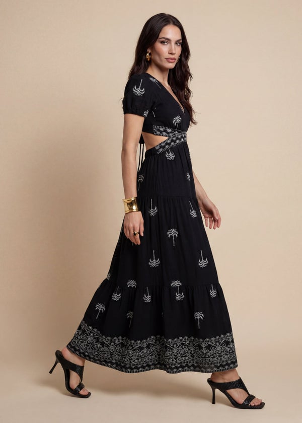 a byer black dress Maeva Floral Printed Long Sleeve Mini Dress Black from Amy Lynn – Urbanheer main image 0