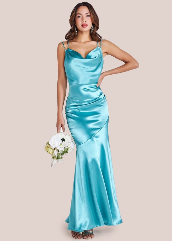 goddiva cowl back satin maxi dress product info and reviews Cowl Back Satin Maxi - Rosepink