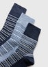 3 Pack Gentle Grip Navy Stripe Socks