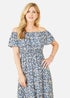 Mela Blue Floral Ditsy Bardot Midi Dress