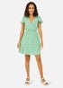 Mela Green Ditsy Print Wrap Skater Dress