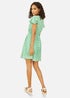 Mela Green Ditsy Print Wrap Skater Dress