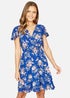 Mela Navy Floral Print Skater Dress