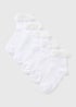 5 Pack Girls White Frill Ankle Socks (Younger 6-Older 6.5)