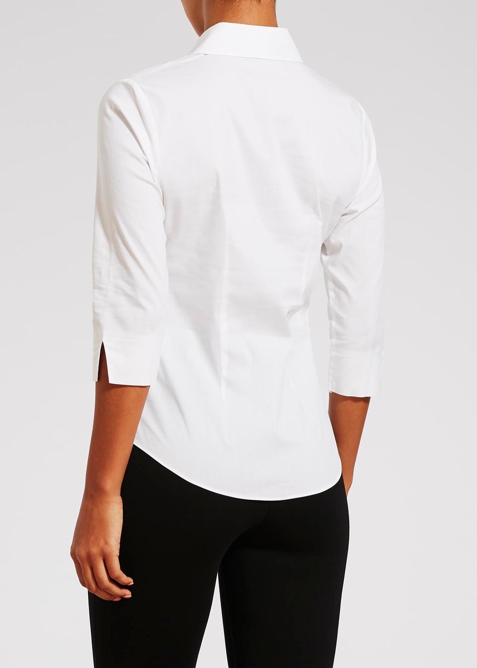 White 3/4 Sleeve Fitted Shirt