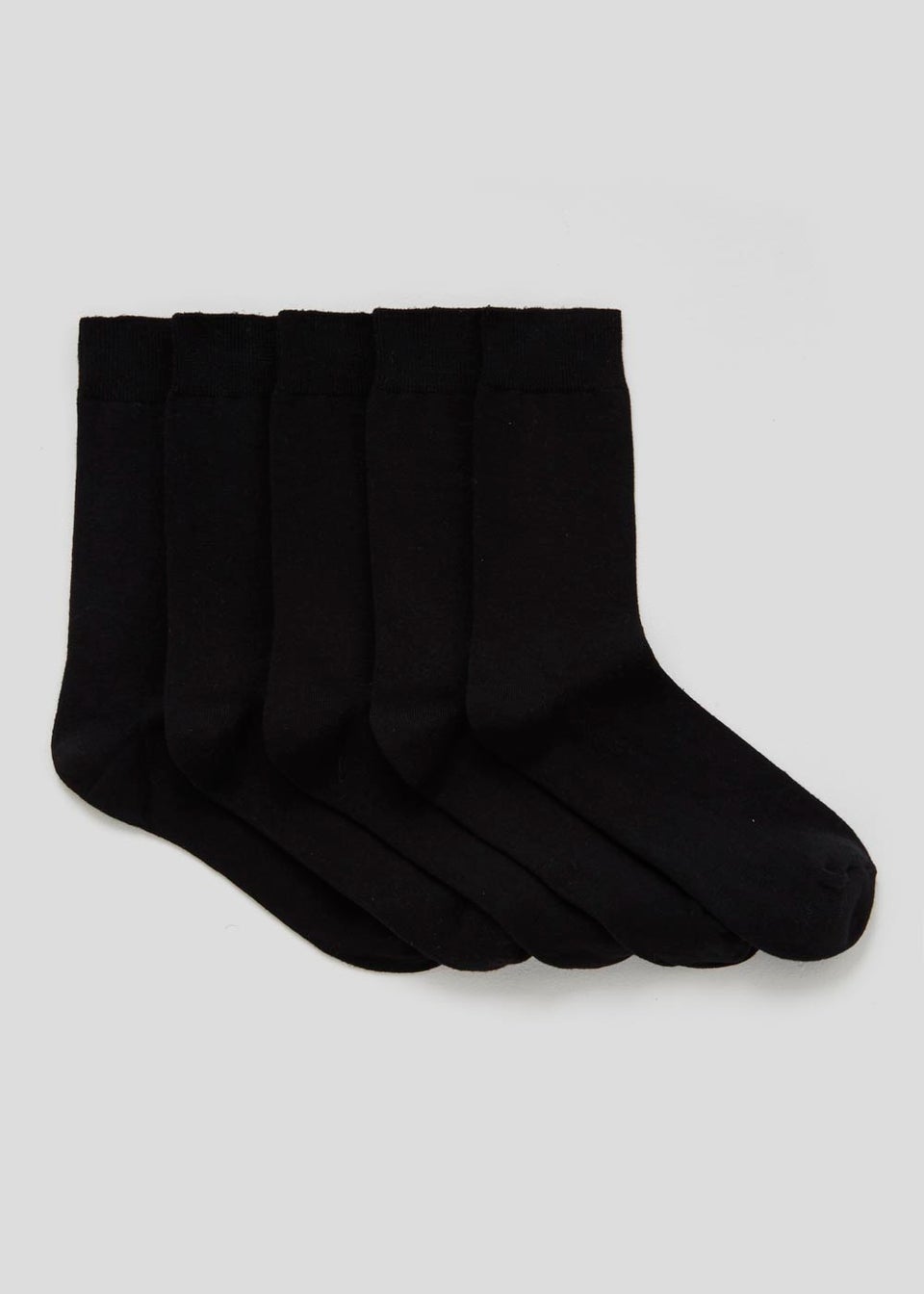 5 Pack Black Essential Plain Socks