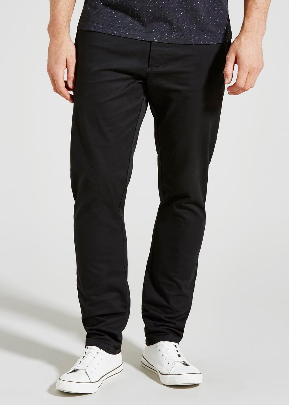 Black Straight Fit Stretch Chinos