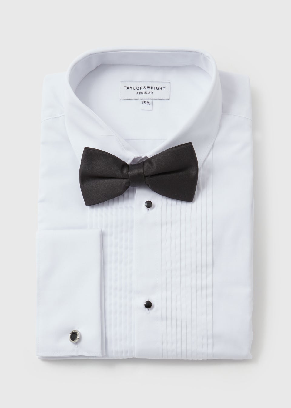 Taylor & Wright White Regular Fit Tuxedo Shirt & Bow Tie Set