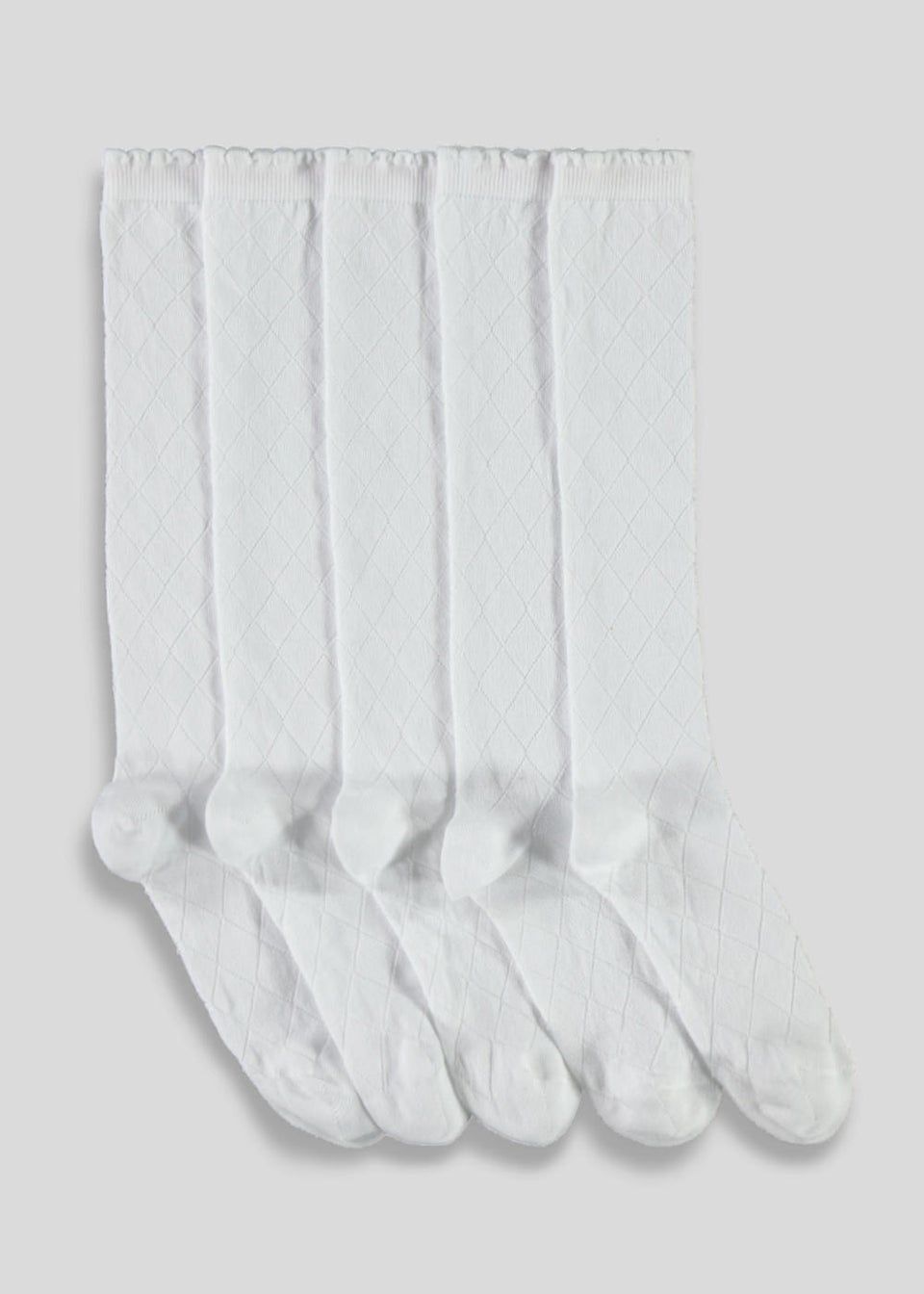 Girls 5 Pack White Diamond Knee High Socks (Younger 6-Older 5.5)