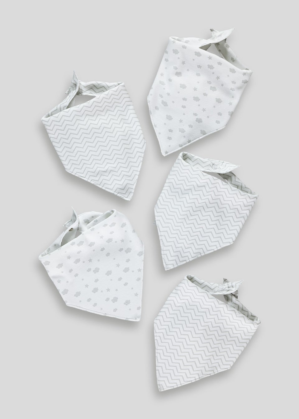 5 Pack White Bandana Bibs (One Size)