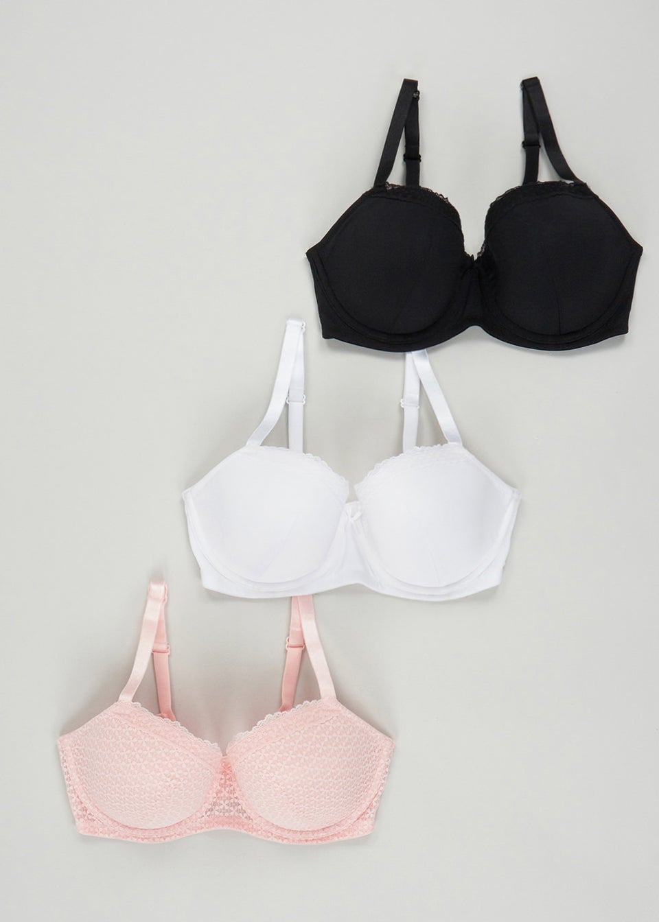 3 Pack DD+ Textured Lace T-Shirt Bras