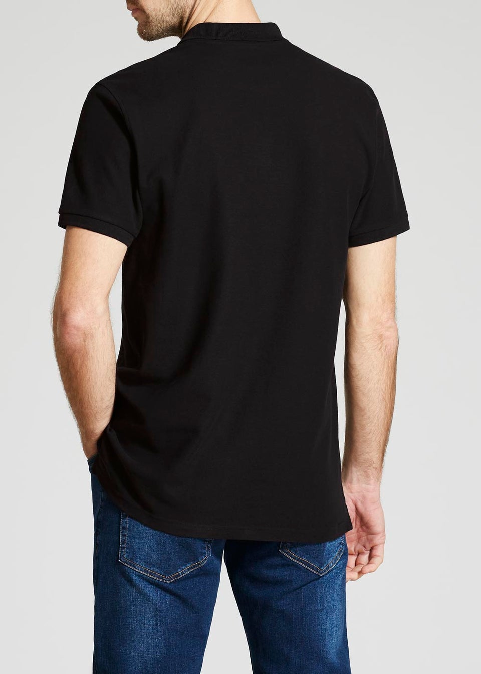 Black Essential Pique Polo Shirt - Matalan