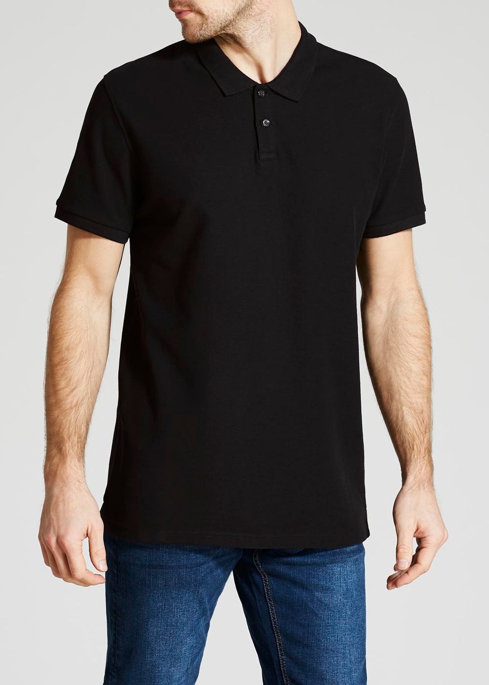 Black Essential Pique Polo Shirt
