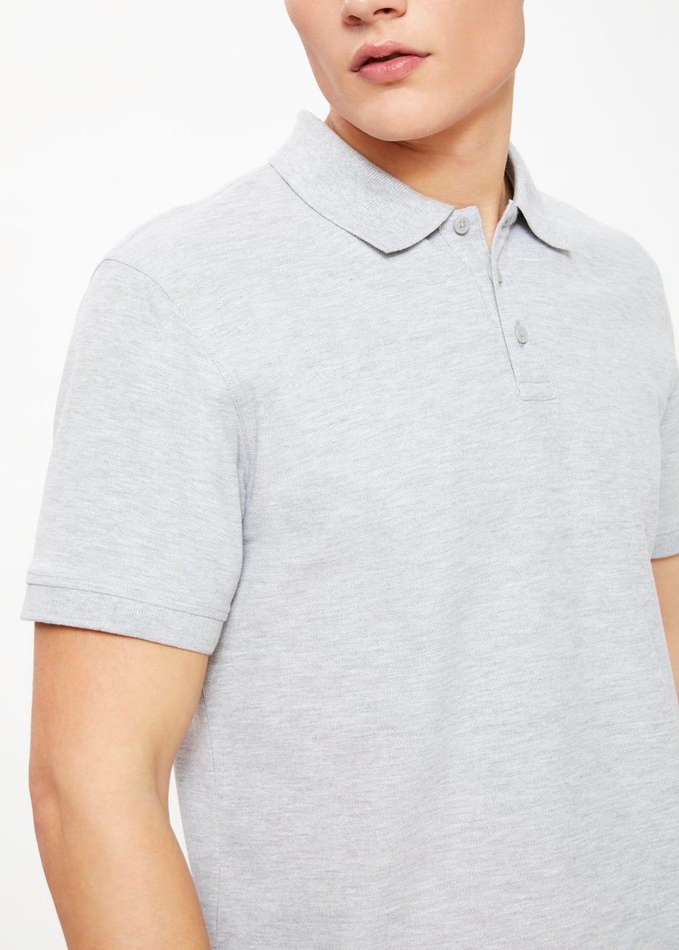 Grey Essential Pique Polo Shirt