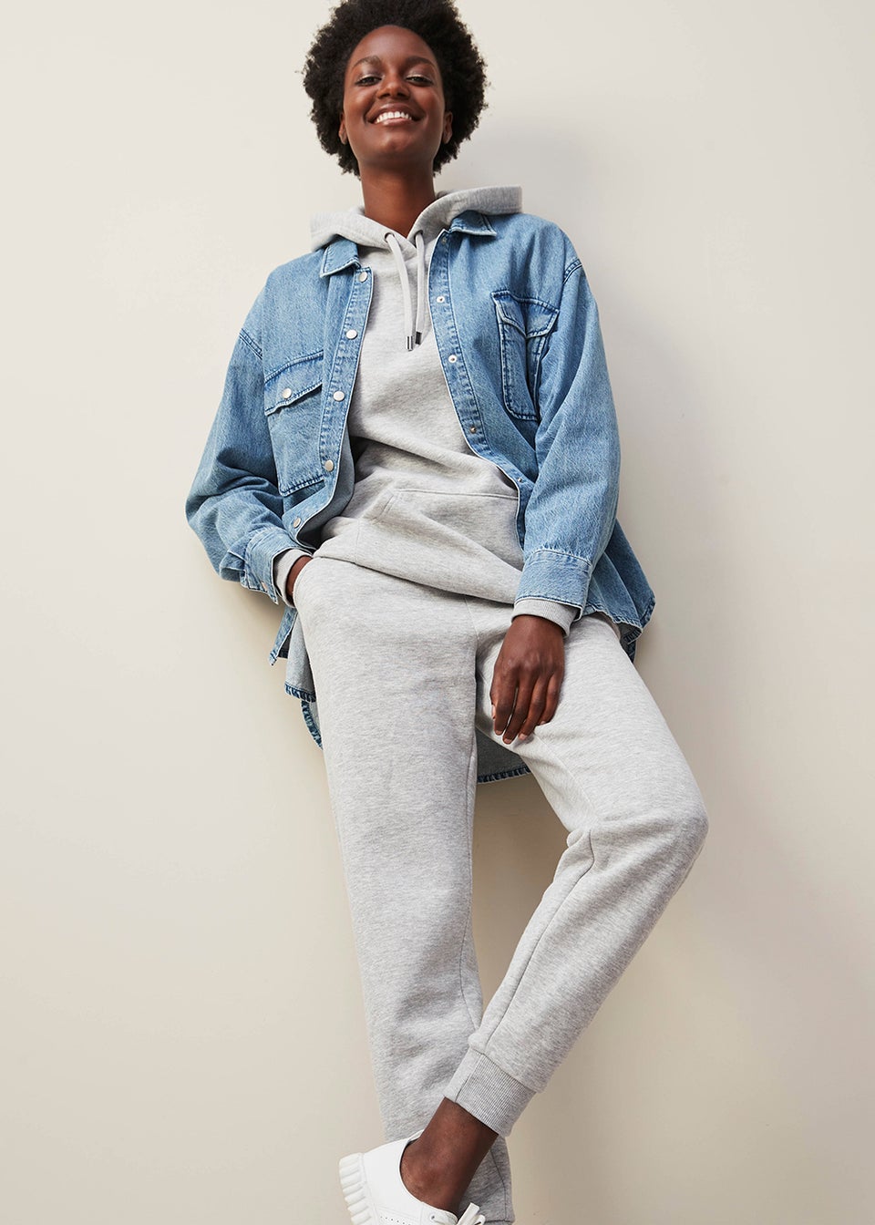 Grey longline hoodie discount