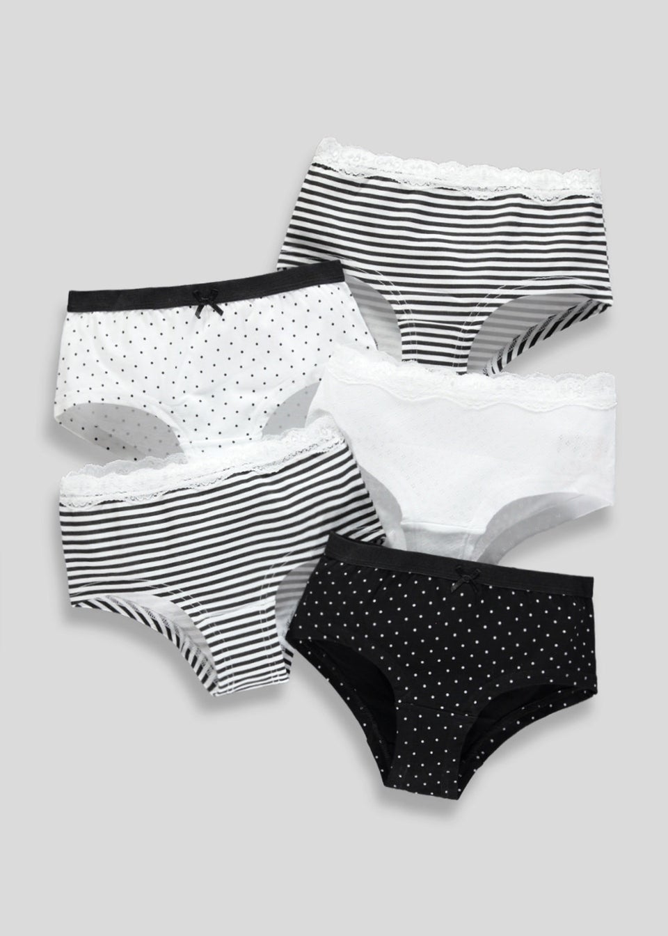 Girls 5 Pack Lace Pointelle Boy Shorts (4-13yrs)