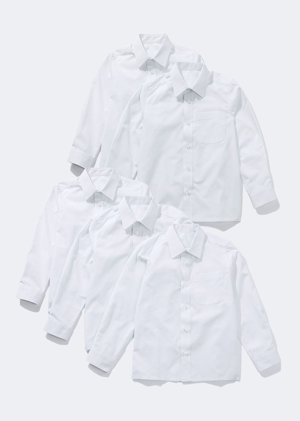 Boys 5 Pack White School Shirts (4-16yrs)