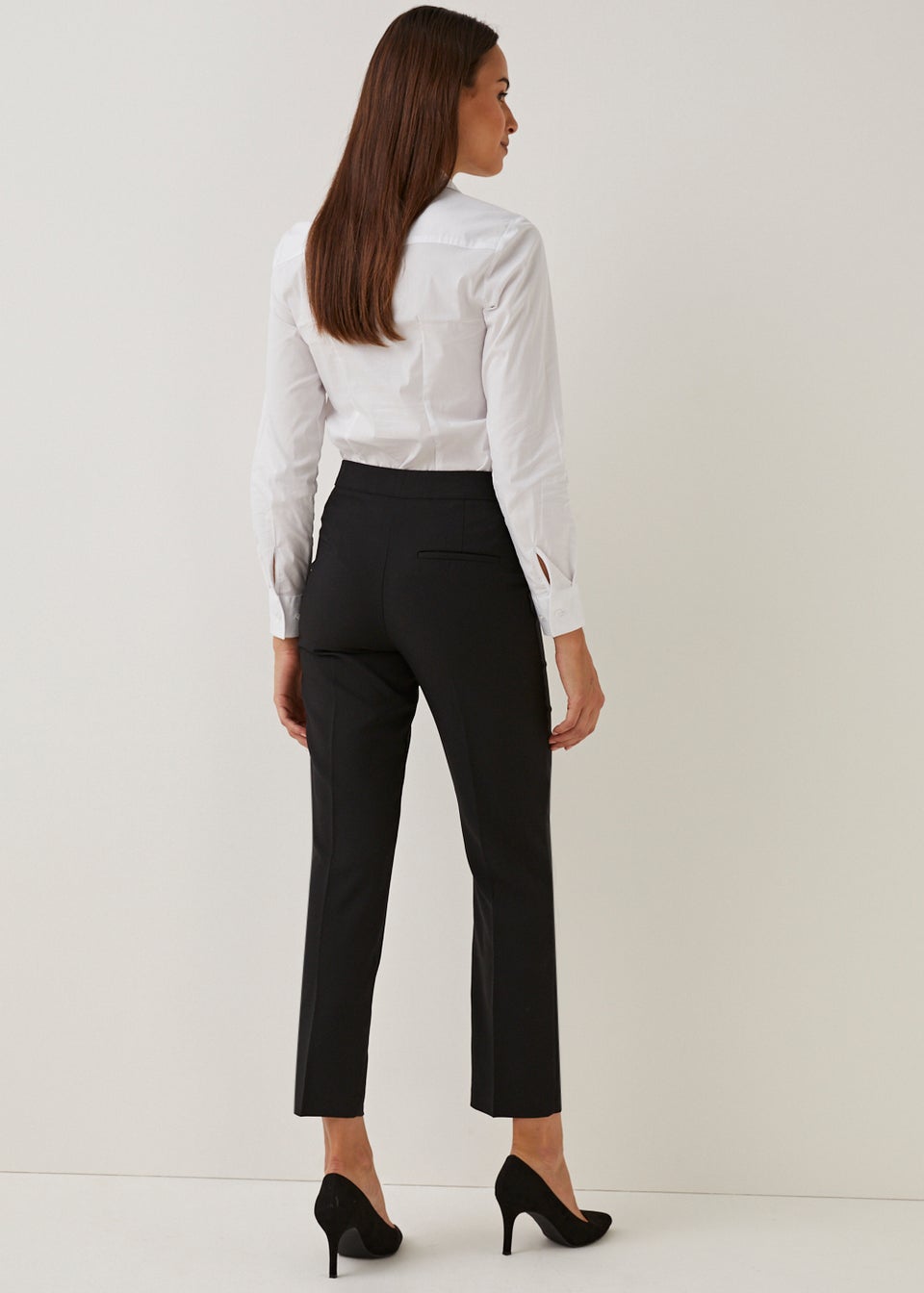 Women Black Polyester Solid Trouser-anthinhphatland.vn