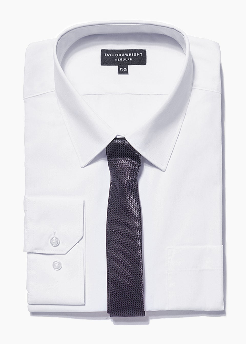 Taylor & Wright White Regular Fit Shirt & Tie Set