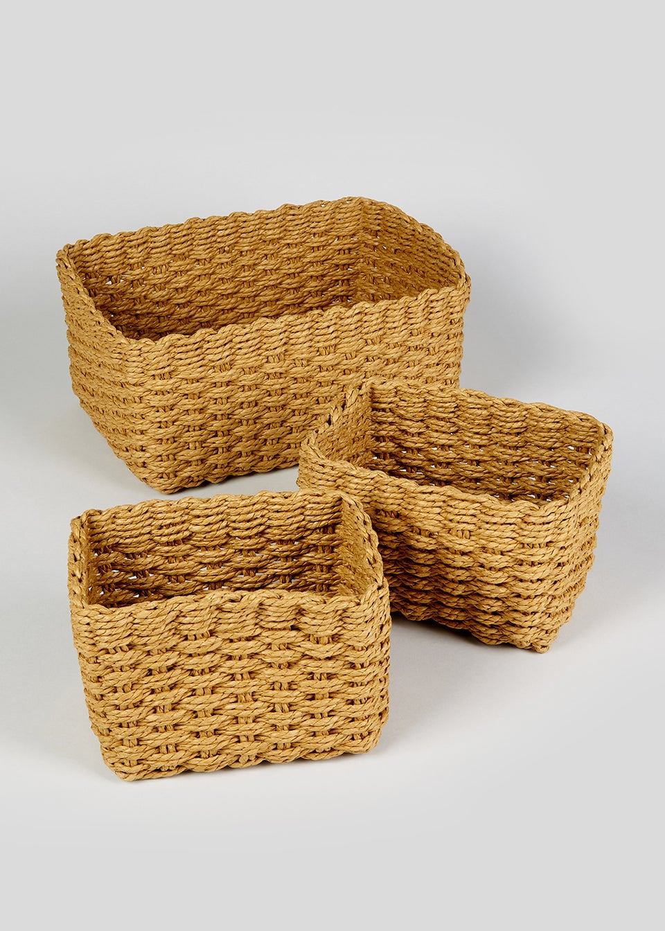 Set of 3 Natural Paper Rope Storage Baskets