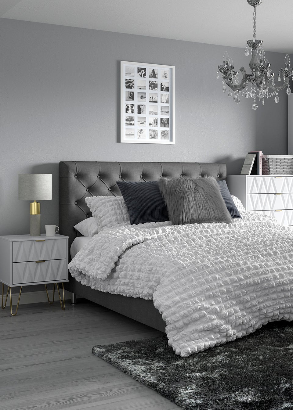 Grey Pleated Velvet Cushion 50cm x 50cm