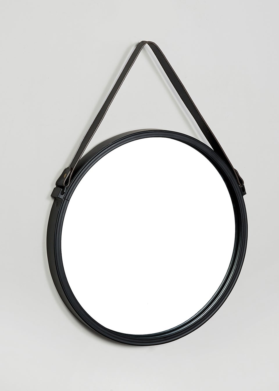 Round Hanging Leatherette Mirror (40cm x 40cm)