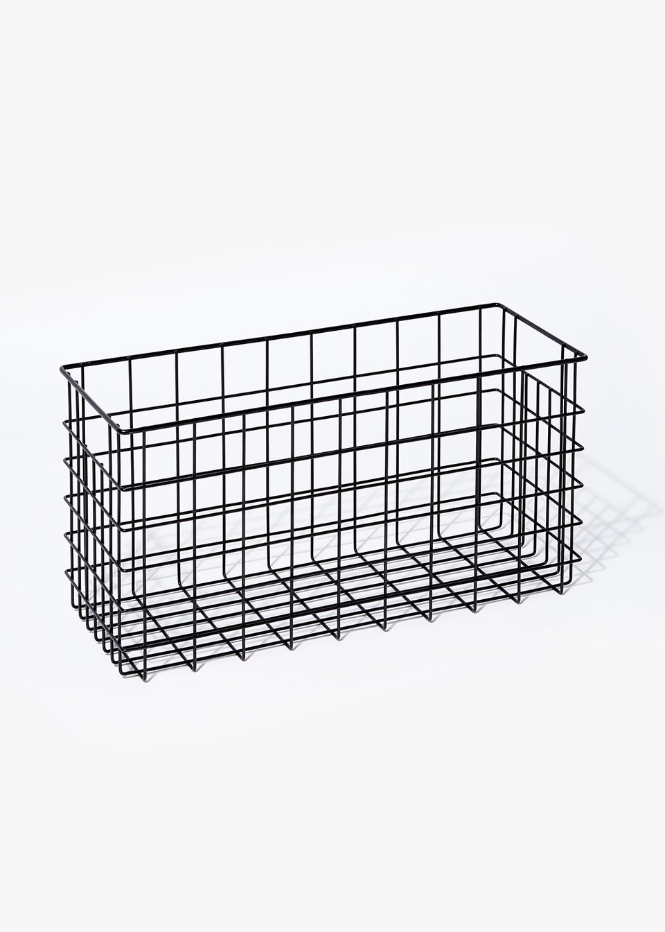 Black Slim Wire Storage Basket (21cm x 40cm x 16cm)