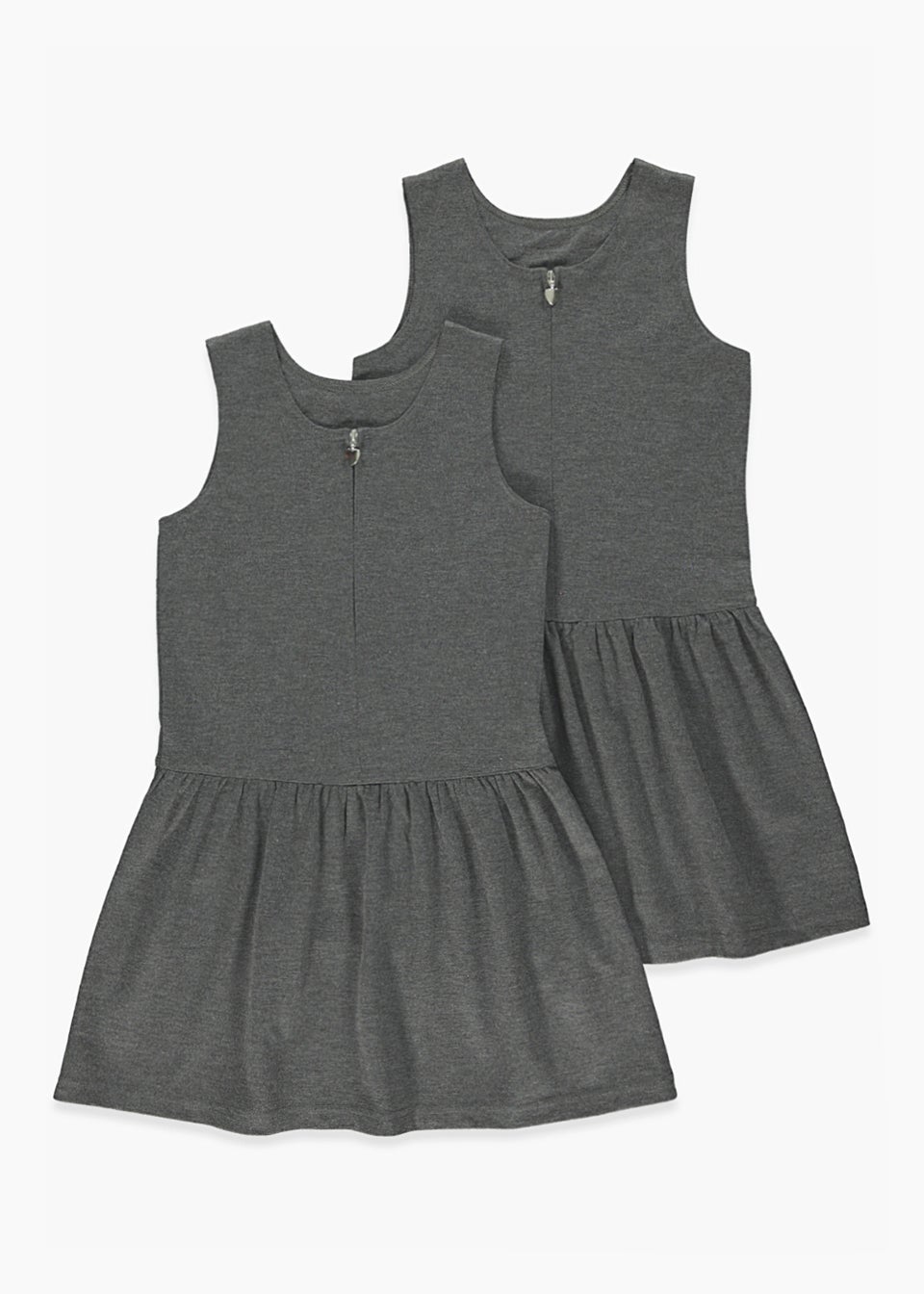 Girls 2 Pack Grey Jersey School Pinafores (3-9yrs)